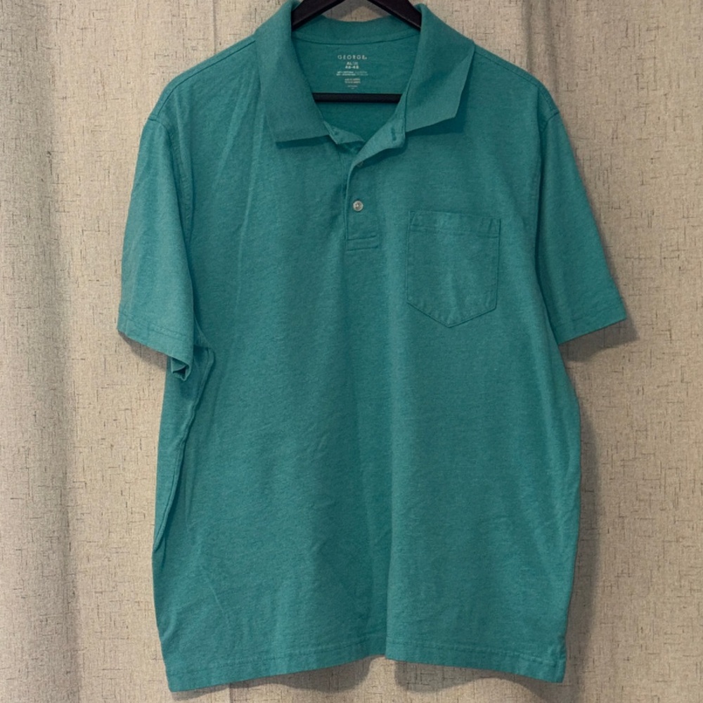 George Teal Short-Sleeve Polo with Chest Pocket